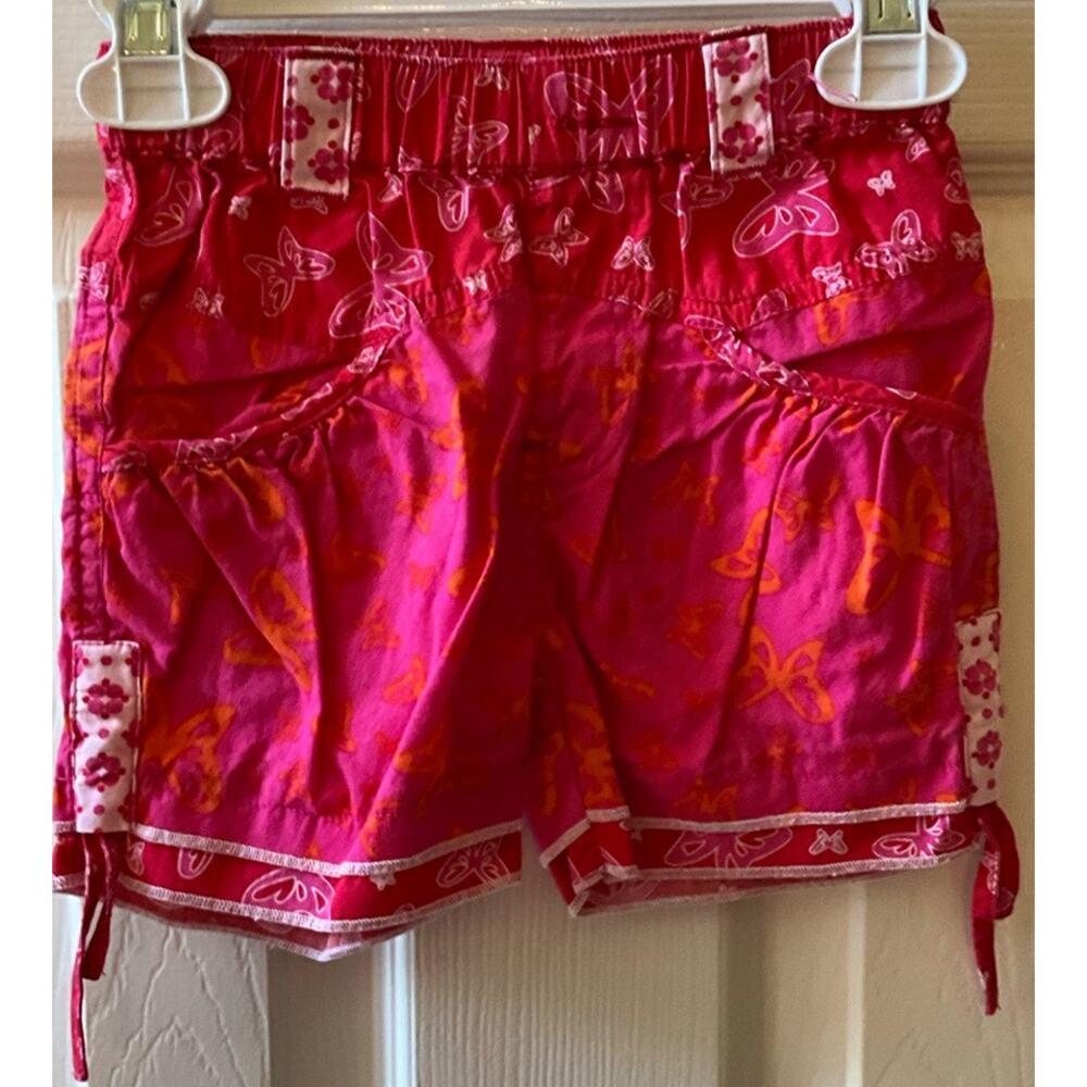 Girls MeToo Shorts 12-18 Months Hot Pink Red White Butterfly Adjustable Waist